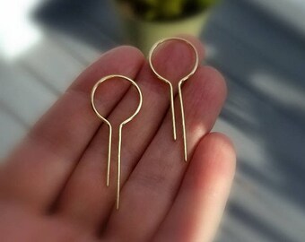 Balance Earrings, Brass Hoops, Zen Jewelry, Yoga Jewelry, Yogi, Minimalist Earrings, Gold Brass, Modern, Chic, Bar Earrings, Made to Order