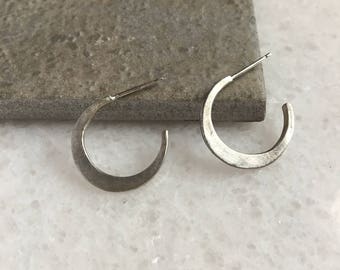Silver Hammered Hoop Earrings