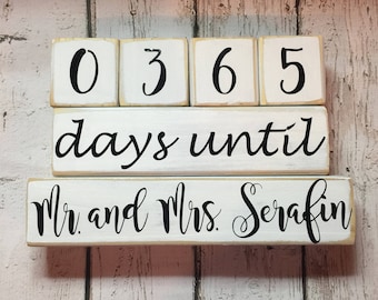 Days Until Wedding Countdown. Countdown to Wedding. Countdown Mr. and Mrs. Personalized with Last Name Countdown Blocks. Distressed Blocks.