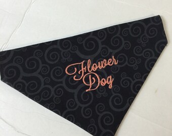 Flower Dog Wedding Dog Bandana, Custom Wedding Dog Bandana, Personalized Dog Bandana, Custom Dog Bandana, Slide on Dog Bandana