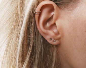 Ball Studs | Delicate Small Sterling Silver Ball Stud Earrings | Helix Piercing | Unusual Stud Earrings | Cartilage piercing |
