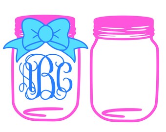 Mason Jar Svg Monogram svg Vector cut file cutting file for Cricut Explore Silhouette Cameo dxf files