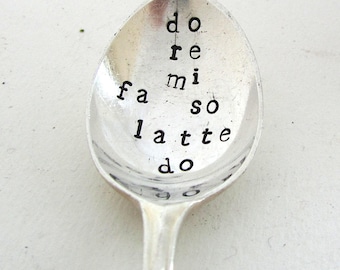 Music Lover's Coffee Spoon, Coffee Solfa, Handstamped Spoon, Hand Stamped Vintage Spoon, Do Re Mi