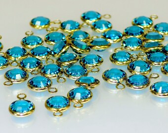 6 mm Blue Zircon Swarovski Crystal Bezel Drop - 2 for 2.00 - Bin #3