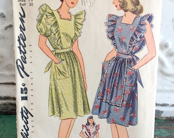 1940s Simplicity Pinafore Dress Sewing Pattern Size 14 Bust 32