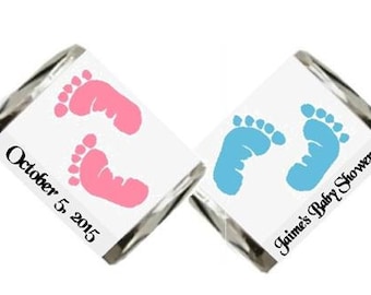 30 Baby Footprints Baby Shower Hershey Nugget Candy Label Wrapper Favors Stickers ~ Choose your color