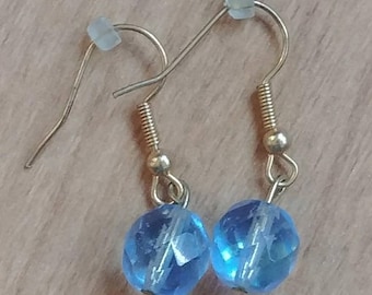 SALE Periwinkle Bicone Crystal Beaded Earrings