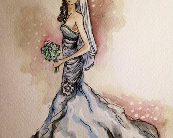 Custom Wedding Dress Sketch-color