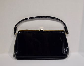Vintage Spilene Black Patent Leather Handbag