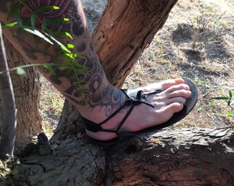 Men Barefoot Sandal - 100% Natural Genuine All Leather Handmade Barefoot Huarache Sandals - Free Shipping !