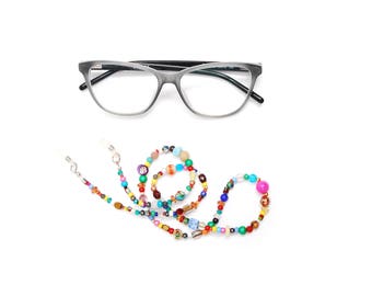 Thin RandomJane short glasses chain colorful beaded hippie boho random style summer accessory for kids, eye and sun glasses made in Vienna