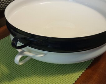 Dansk Kobenstyle Navy Blue Vintage Paella Pan Large 13.5" Danish Jens Quistgaard Design Enamelware Mid Century Kitchen