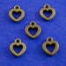 5 pcs.- Antique Brass Love Heart Charm, Open Heart Link Connector, Small Antiqued Bronze Heart Charm- AB-33689EBBJJ