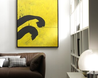 Black marks on a yellow background