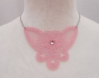 lace necklace with stainless steel chain