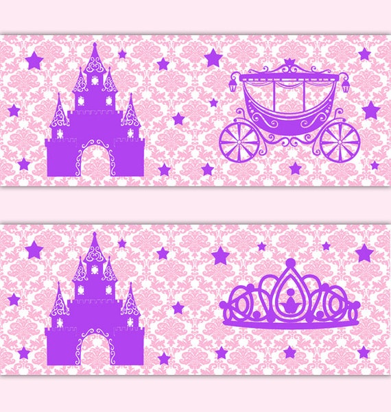 PRINCESS PINK PURPLE Damask Wallpaper Border Wall Art Decals