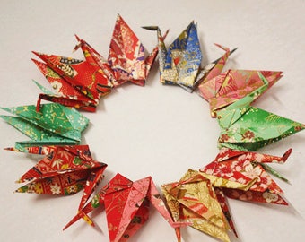 Japanese Chiyogami Paper Cranes in Assorted Design Origami Paper Cranes