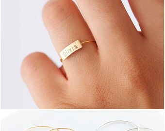 Personalized Name Ring, Custom Initial Ring, Stacking Ring Custom Hand Stamped Ring, Children Names Ring, Perfect Gift for Wife Mothers Gift