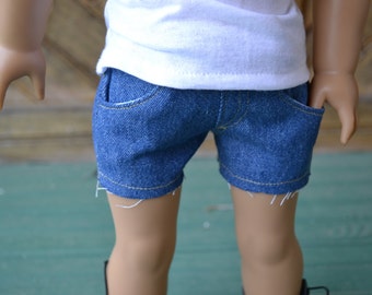 18 inch Doll Clothes - Medium Wash Blue Jean Cut-off Shorts - MADE TO ORDER - wardrobe staple - fits American Girl