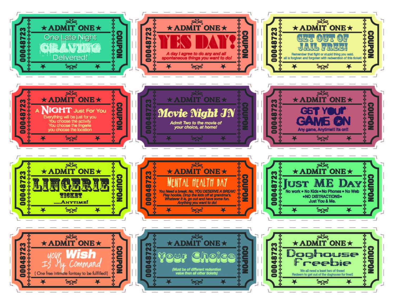 Printable Love Coupons For Wife husband Boyfriend girlfriend