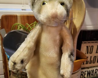 Cute 1950's Vintage Mohair Excelsior Straw Stuffed Kitty Cat Glove Animal Hand Puppet Japan