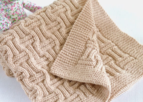 Knitting Pattern Beginner Knit Baby Blanket in Double ...