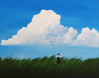 Border Collie Dog Art Print of Todd Young painting SUMMER BREEZE