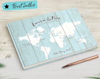 Travel Wedding Guestbook, Travel Theme Wedding, Sky Blue, Baby Blue, Guest Book Alternative, Best Selling Guestbook, No Ordinary Emporium