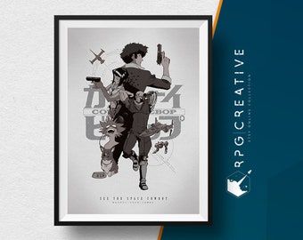 Cowboy Bebop : Spike Spiegel - Anime, Movie Poster, Animation, Illustration, Digital Print, Geek Decor, Wall Art