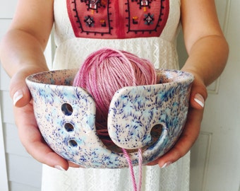 Pink Yarn Bowl | Handmade Ceramic | Yarn Bowl | Knitting Accessory | Gift for Crocheters | Handmade in my Charleston, SC Studio