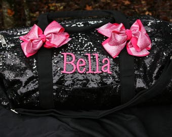 Black Sequined Duffel Dance Bag Cheer Duffle Bling