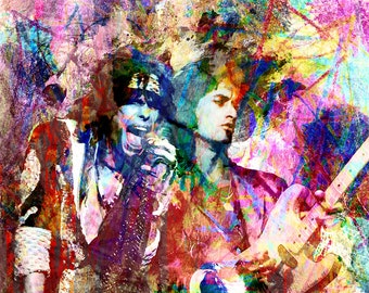 Aerosmith Art, Original Painting Art Print, Steven Tyler, Joe Perry