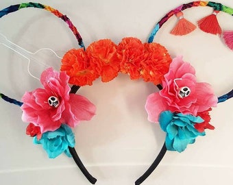 Coco Mickey Ears, Viva La Coco, Light weight, Coco Inspired, Coco, Wire ears, Coco Ears, Mickey Ears, Disney, Diy, Fabric Ears, Fabric