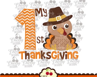 My 1st Thanksgiving Baby Turkey boy Svg Dxf,Thanksgiving Silhouette & Cricut Cut Files DGTH17 -Personal and Commercial Use