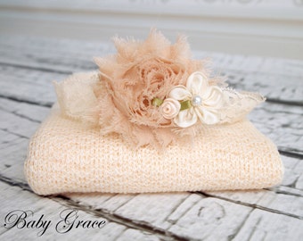Newborn Wrap Set, Newborn Headband and Wrap, Newborn Photo Prop, Newborn Stretch Wrap, Newborn Girl Photography Prop, Headband and Wrap