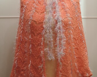 Hand Knit Coral Cape Poncho