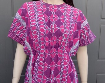 Vintage 70's Cotton Maxi caftan dress BOHO Sz Small/Medium