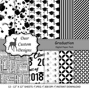 2018 Graduation Paper Pack | Graduation Scrapbook Paper | Printable Graduation Papers | Grad Paper | Printable Grad Papers | Scrapbook Paper