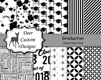 2018 Graduation Paper Pack | Graduation Scrapbook Paper | Printable Graduation Papers | Grad Paper | Printable Grad Papers | Scrapbook Paper