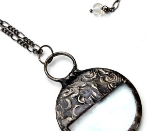 Long Necklace, Handmade Magnifying Glass Pendant, Monocle, Extra Long Necklace, Long Magnifier Necklace, Long Statement Necklace (1819)