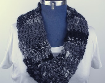 Infinity Scarf | Women's | Charcoal |Black | Grey | Mobius | Crochet