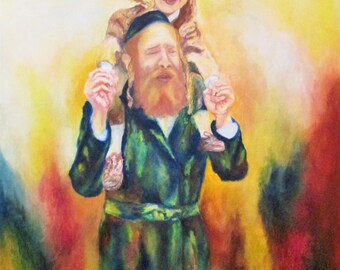 HAPPY MITZVE DANCE Original Oil Painting