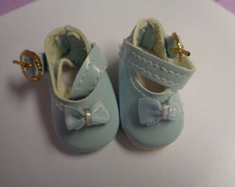 Teeny Tiny Blue Mary Jane buckle Strap Doll Shoes Vintage Doll Shoes-Size 8