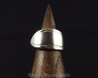 Simple "Edging" silver plated spoon ring