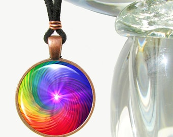 Rainbow Swirl Necklace, Chakra Pendant Necklace, Spiritual Energy Jewelry