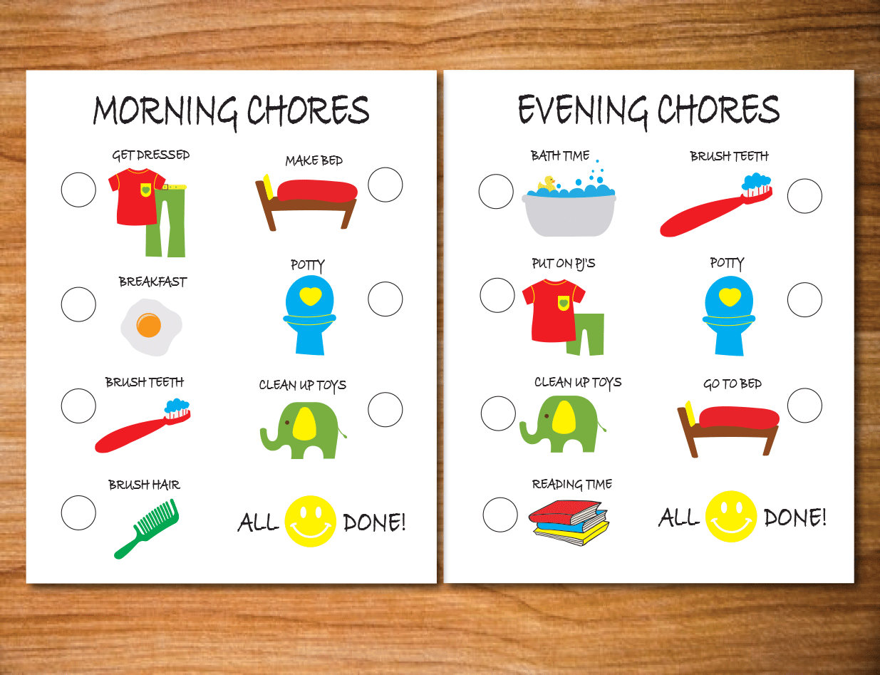 Kids Chore Chart Kids Chore Chart Morning and Evening