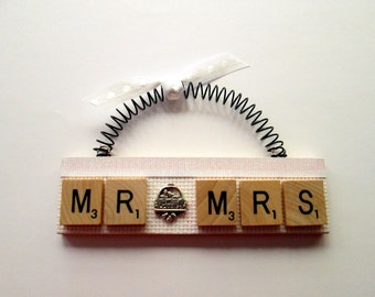 Mr. and Mrs. Just Married Scrabble Tile Ornament