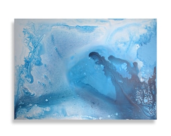 Blue Ocean 27x19'' Original Acrylic Painting On Canvas