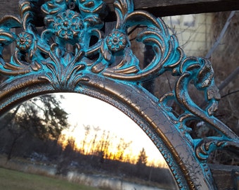 Hollywood Regency Mirror, Ornate Mirror, White Nursery Mirror, Large Wall Mirror, Shabby Chic Oval Mirror, Baroque Mirror, Bathroom Mirror