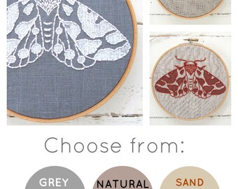 DIY embroidery KIT, moth embroidery pattern, modern embroidery kit, moth needlecraft kit, DIY craft kit, kits by iHeartStitchArt